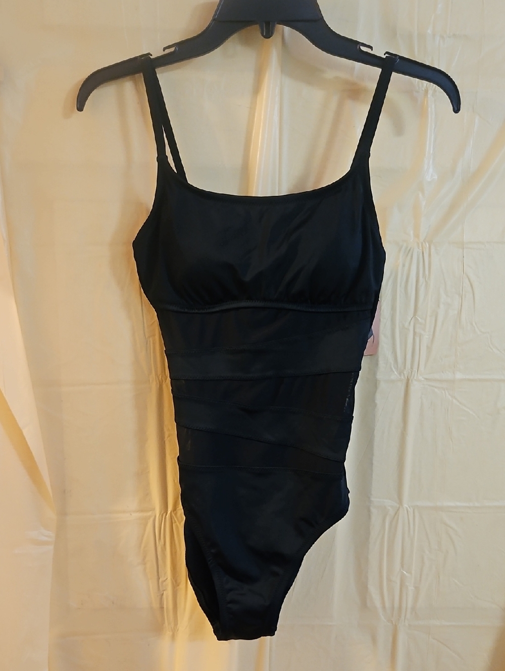 SHADE & SHORE BLACK ONE PIECE W/MESH: NEW WITH TAGS: SIZE S